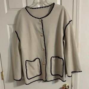 Cream Cardigan with Black Trim